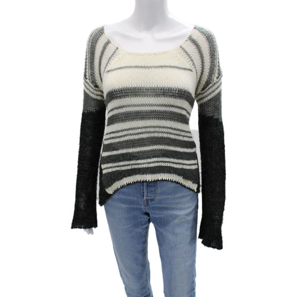 Gab kate Unisex Pullover Sweater Beige Striped Acrylic Long Sleeve Size S